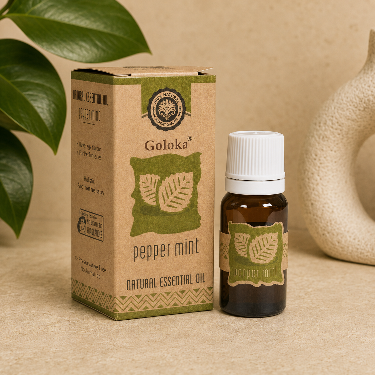 Goloka Peppermint Natural & Undiluted Essential Oil (10 ml)