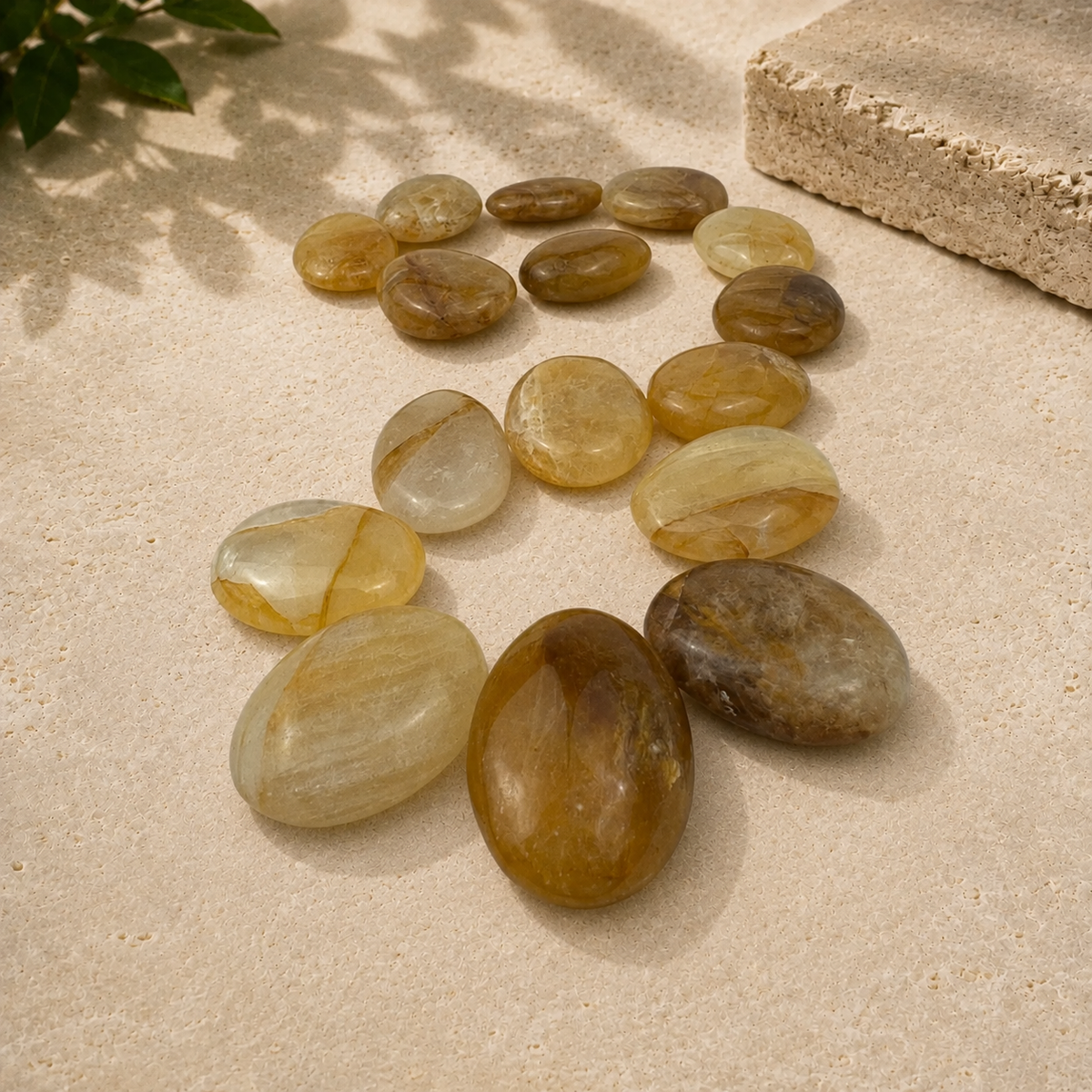 Golden Healer Quartz Palm Stone - 1.5-2.0 inch