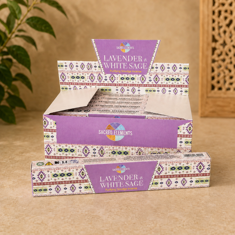 Sacred Elements Lavender and White Sage Hand-Rolled Masala Incense Sticks (15g)