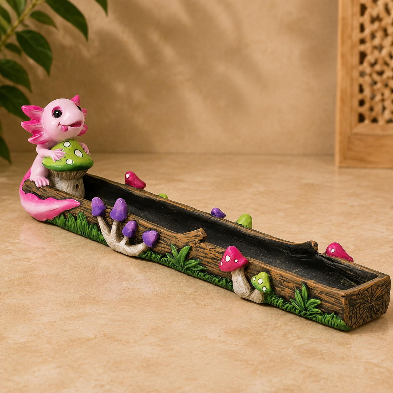 Fujima Pink Axolotl Mushroom Incense Burner - 10.5 inch