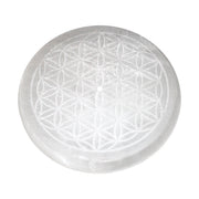 Selenite Engraved Flower of Life Stick Burner - 4 inch