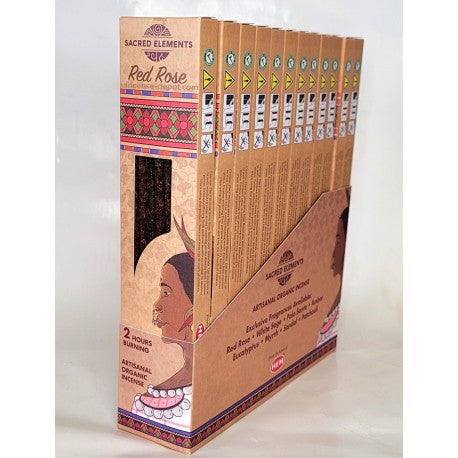 Sacred Elements Red Rose Hand-Rolled Masala Incense Sticks (15g)
